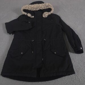 Banana Republic Jacket Women Medium Parka Faux Fur Collar Cotton Blend Hooded